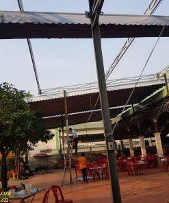 Mái che di động sân trường, thiết kế lắp đặt mái bạt xếp bạt kéo sân trường giá rẻ