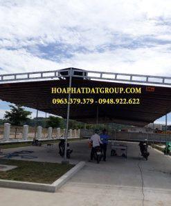 Mái che di động sân trường, thiết kế lắp đặt mái bạt xếp bạt kéo sân trường giá rẻ
