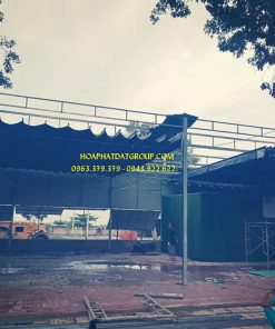 Kho hàng hoá được lắp đặt mái xếp di động