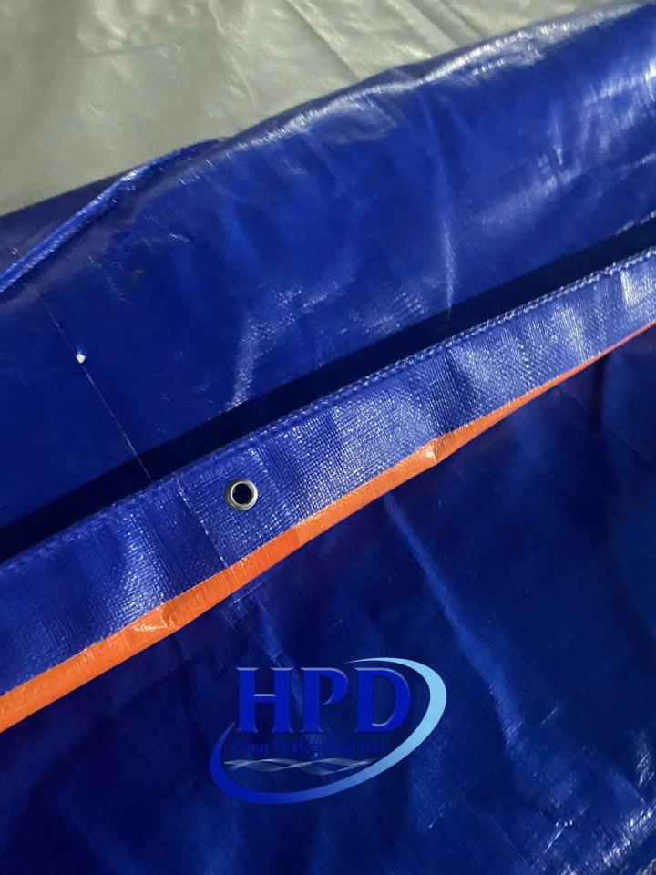 Hình ảnh: Bạt nhựa xanh cam ép biên đóng khoen